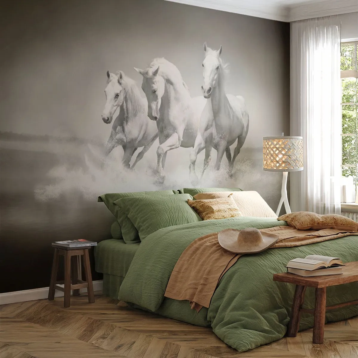 Self-Adhesive Photo Wallpaper Deluxe Sticker - White Madness - Animals, Horses, Nature - 250x175 cm