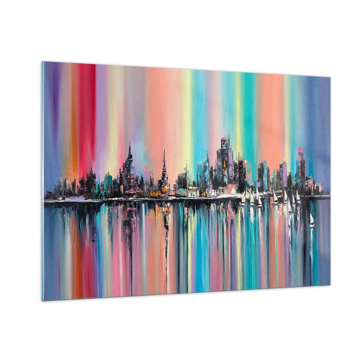 Glass picture - Run down with Night Lights - 100x70 cm