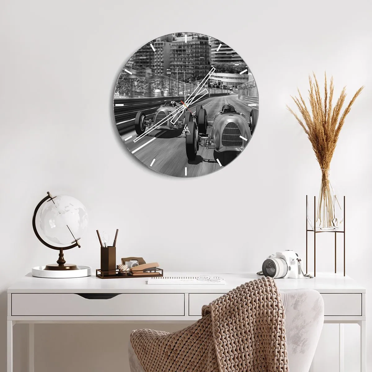 Wall clock - Clock on glass - Long Time Ago in Monte Carlo - 40x40 cm