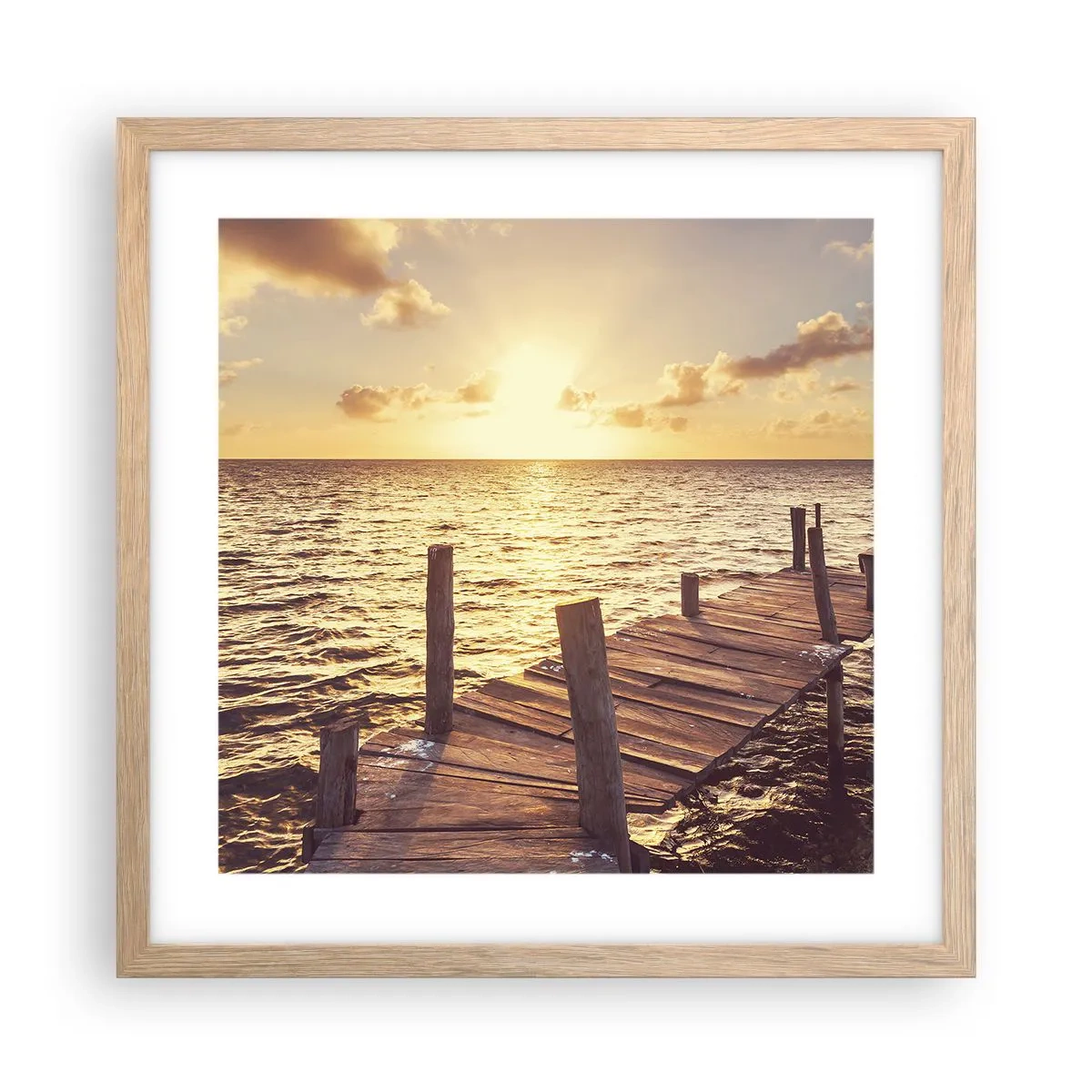 Poster in light oak frame - Golden Land of Tranquility - 40x40 cm