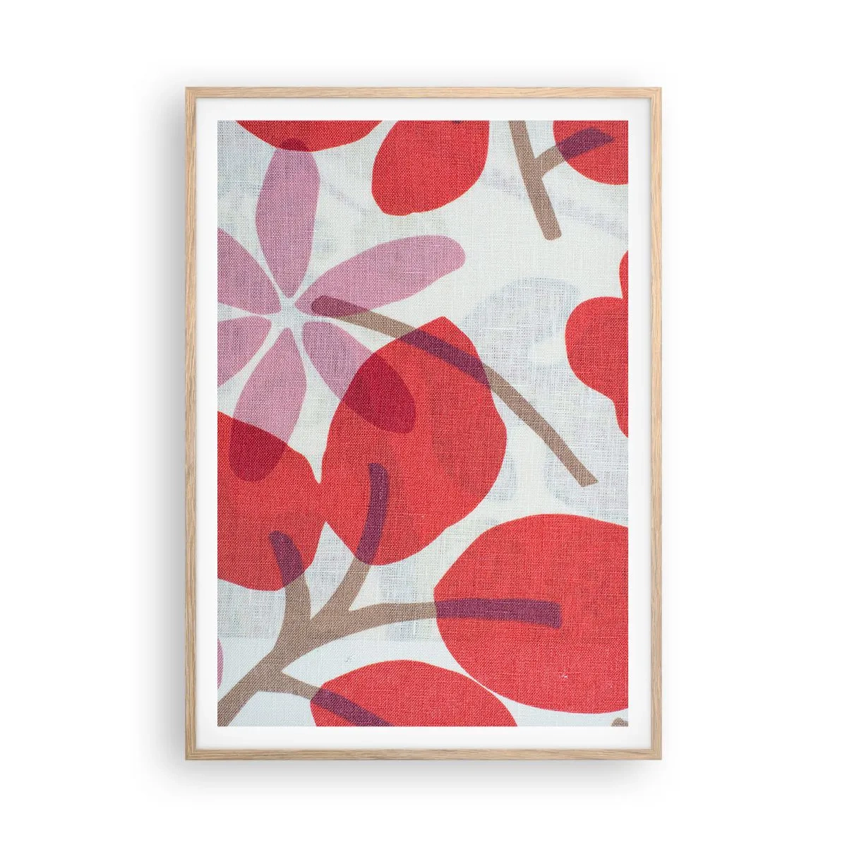 Poster in light oak frame - Flower Composition in Pink - 70x100 cm