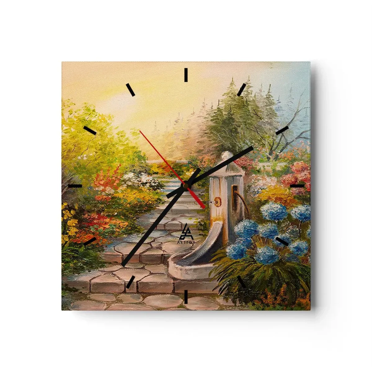 Wall clock - Clock on glass - In Full Bloom - 30x30 cm