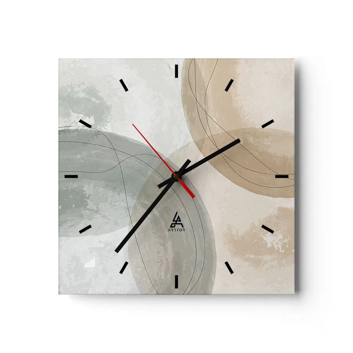 Wall clock - Clock on glass - Permeation of Worlds - 30x30 cm