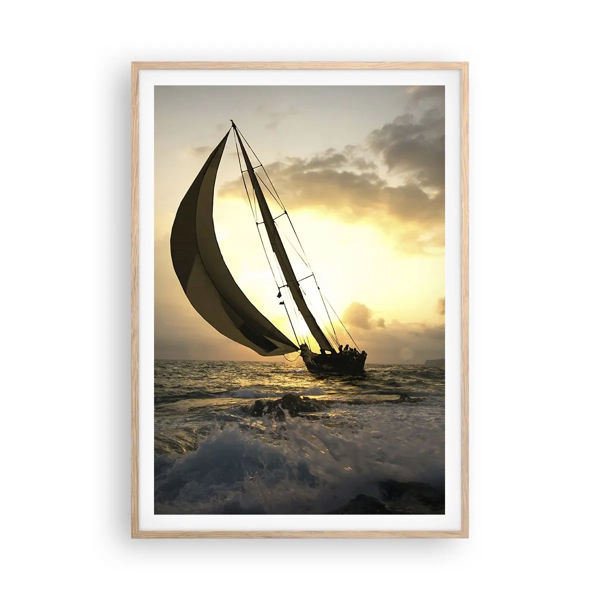 Poster in light oak frame - With and against the Wind - 70x100 cm