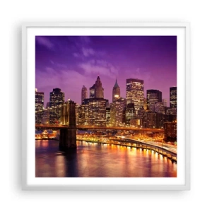 Poster in white frmae - Violet and Gold Manhattan - 60x60 cm