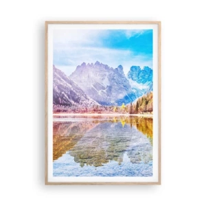 Poster in light oak frame - It's Autumn in the Mountains - 70x100 cm
