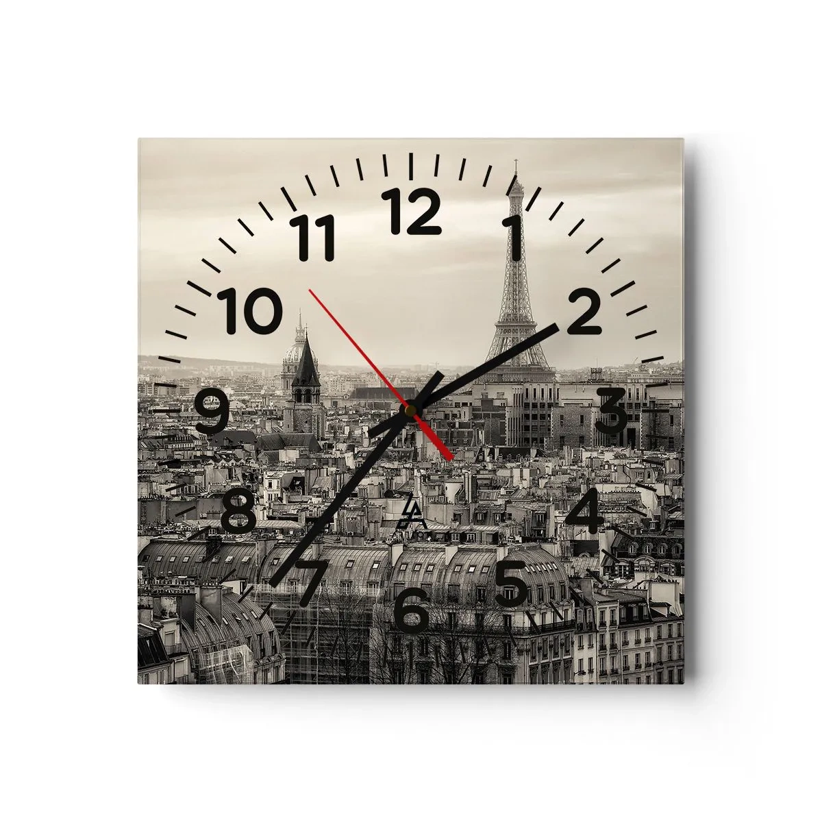 Wall clock - Clock on glass - Over the Roofs of Paris - 40x40 cm