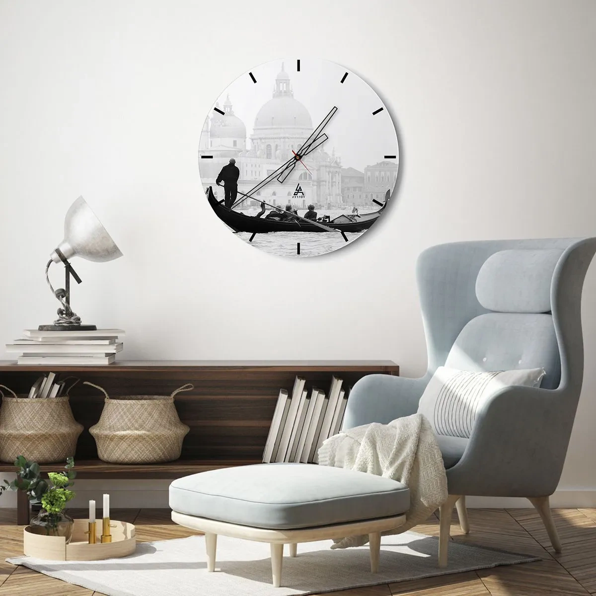 Wall clock - Clock on glass - Journey to the Origin of Beauty - 40x40 cm