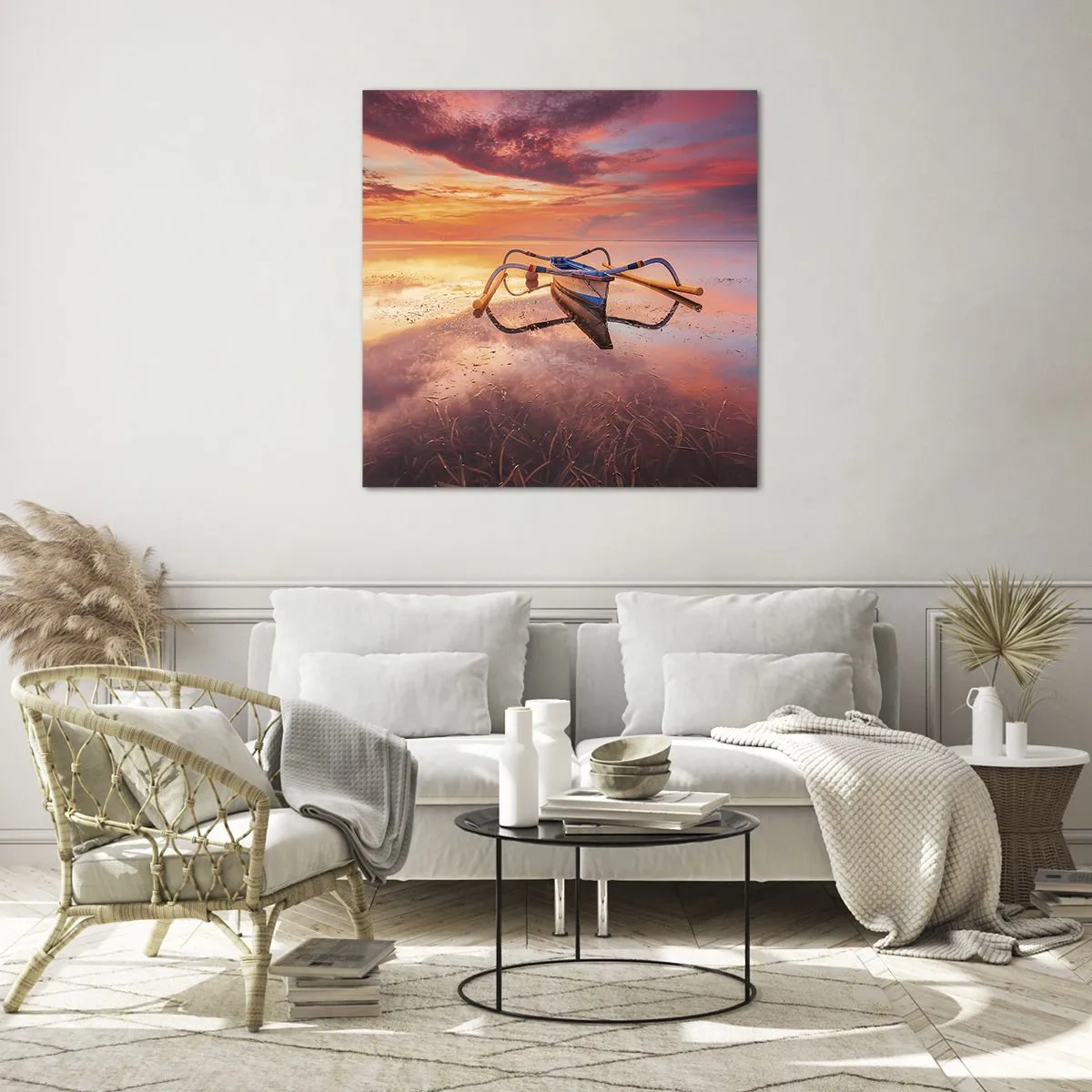 Glass picture - Tranquility of Tropical Evening - 60x60 cm