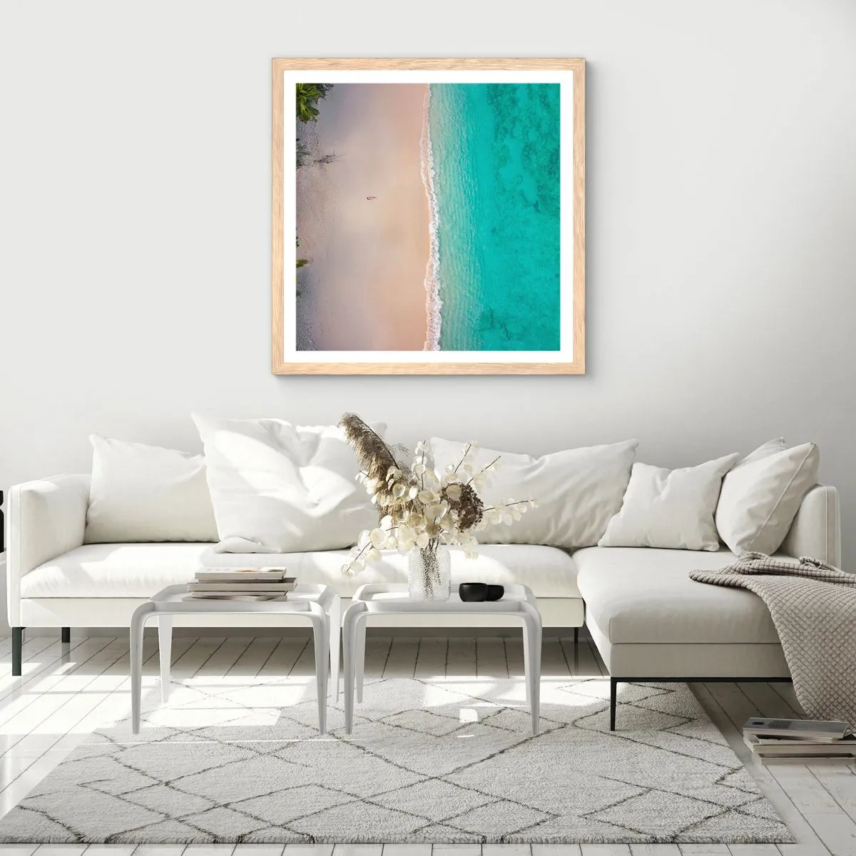 Poster in light oak frame - Paradise Beach - 50x50 cm