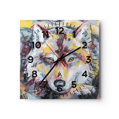 Wall clock - Clock on glass - Wolf Eyes - 40x40 cm