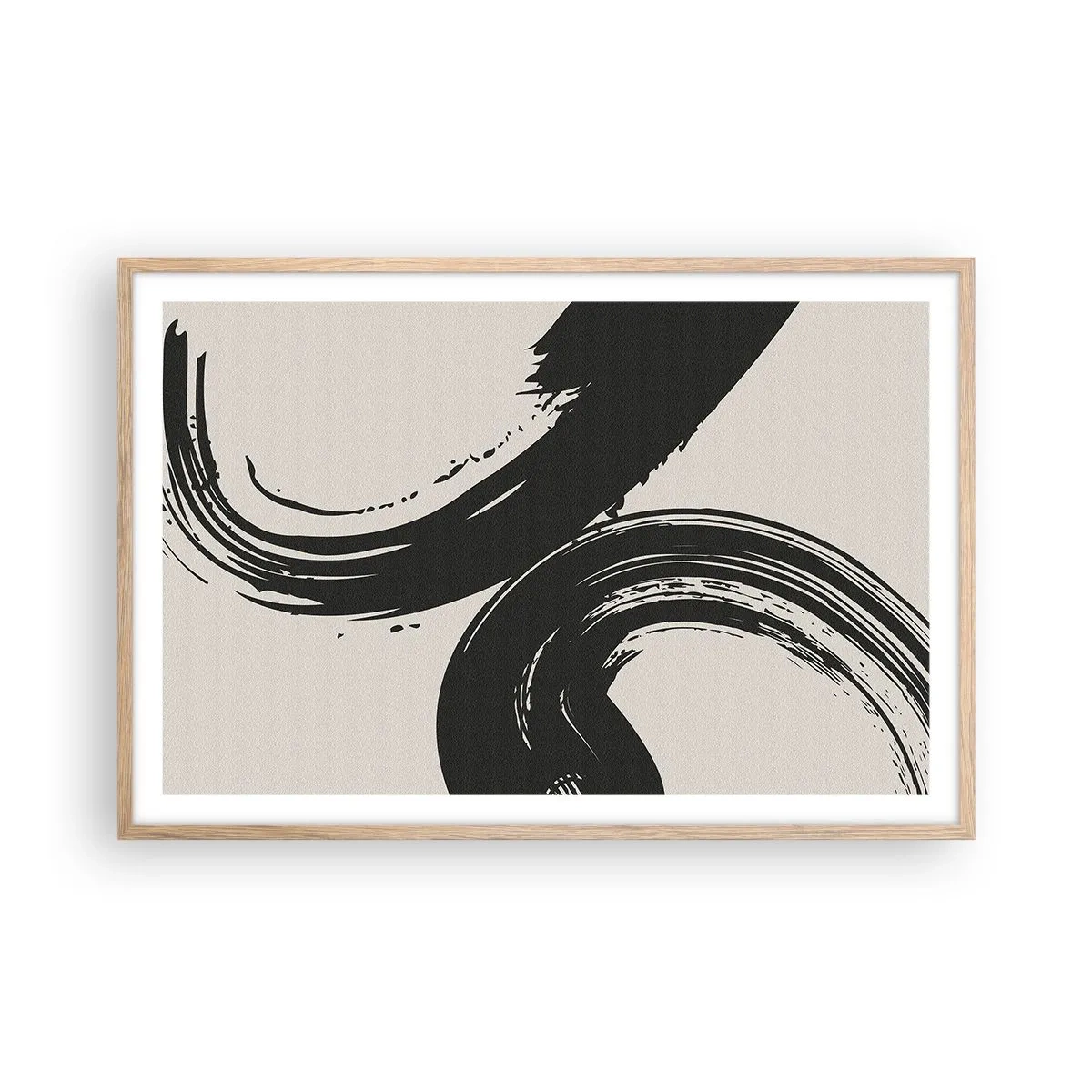 Poster in light oak frame - With Big Circural Strokes - 91x61 cm