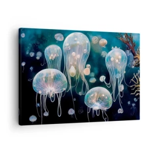 Canvas picture - Delicate jellyfish in the underwater world - 70x50cm - Underwater Ball - Modern wall decoration for the living room and bedroom ARTTOR
