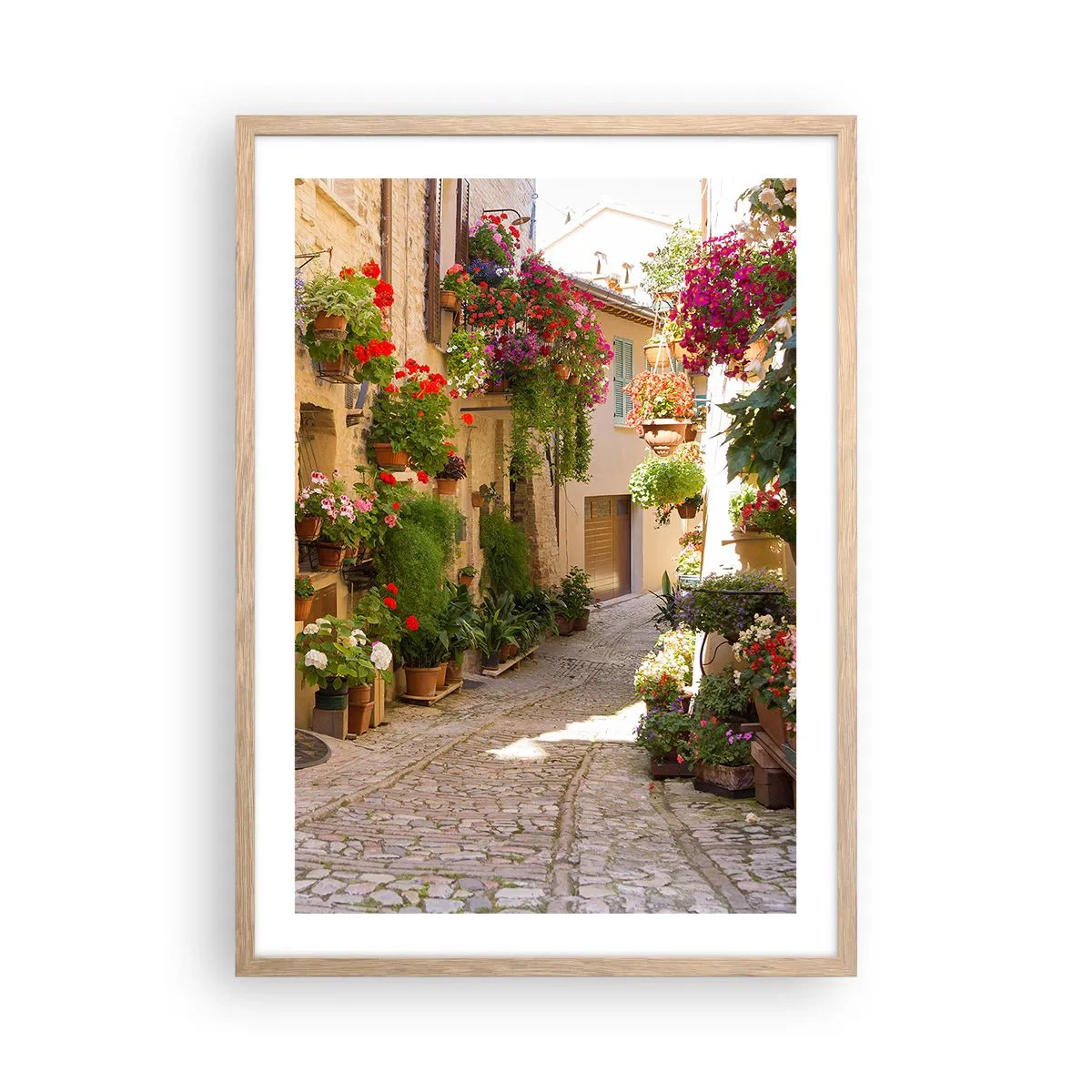 Poster in light oak frame - Flood of Flowers - 50x70 cm