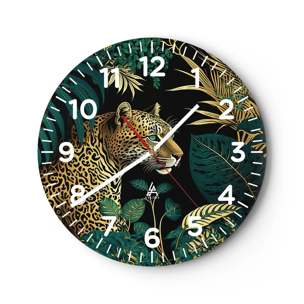 Wall clock - Clock on glass - Host in the Jungle - 40x40 cm
