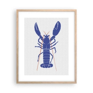 Poster in light oak frame - Exquisite Lobster in Navy Blue - 40x50 cm