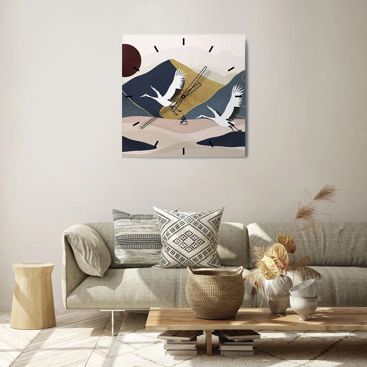 Wall clock - Clock on glass - Another Day Has Flown By - 40x40 cm
