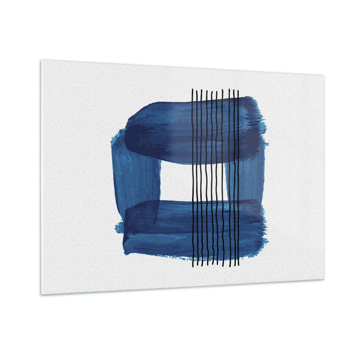 Glass picture - Blue and Black Composition - 100x70 cm