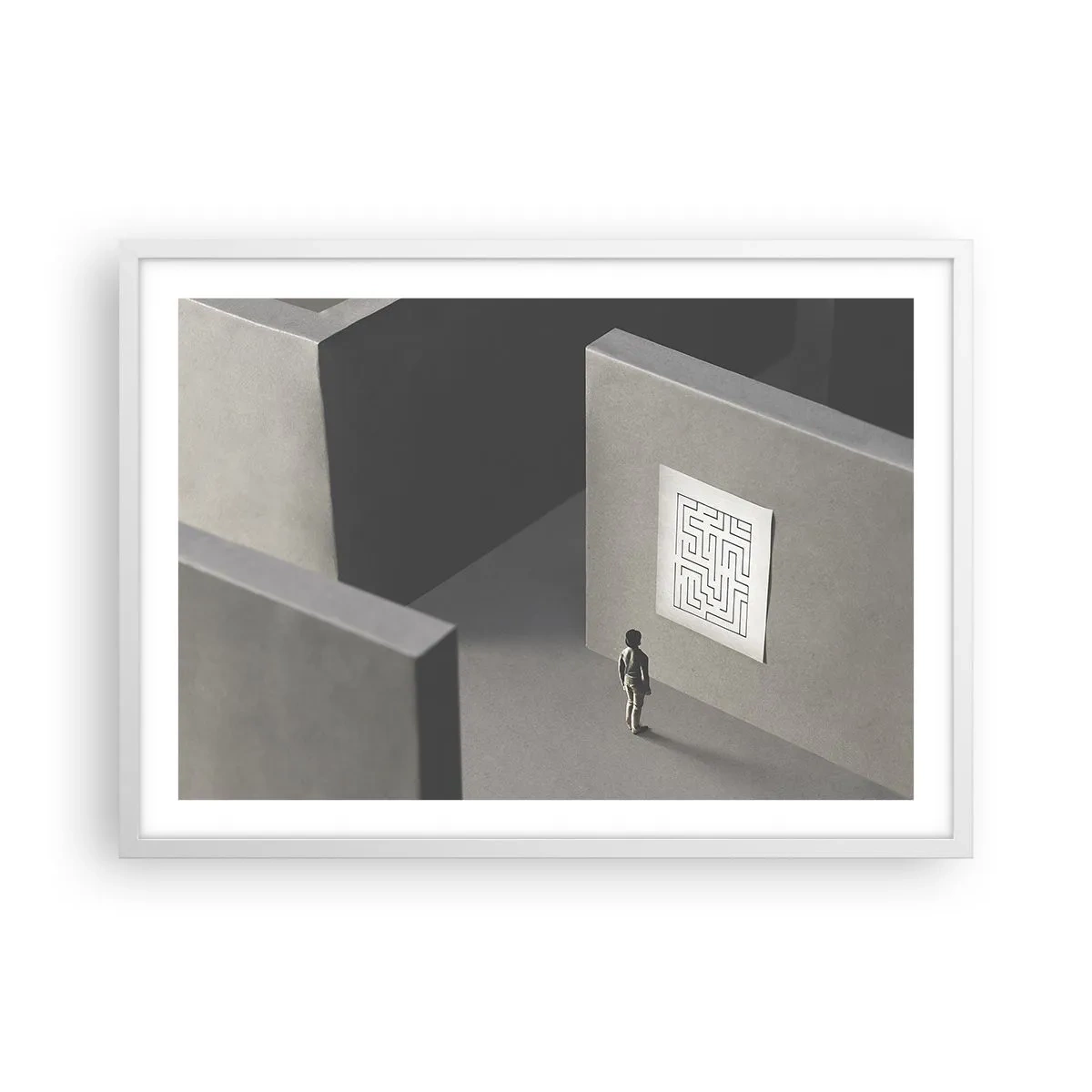 Poster in white frmae - But Where Am I? - 70x50 cm