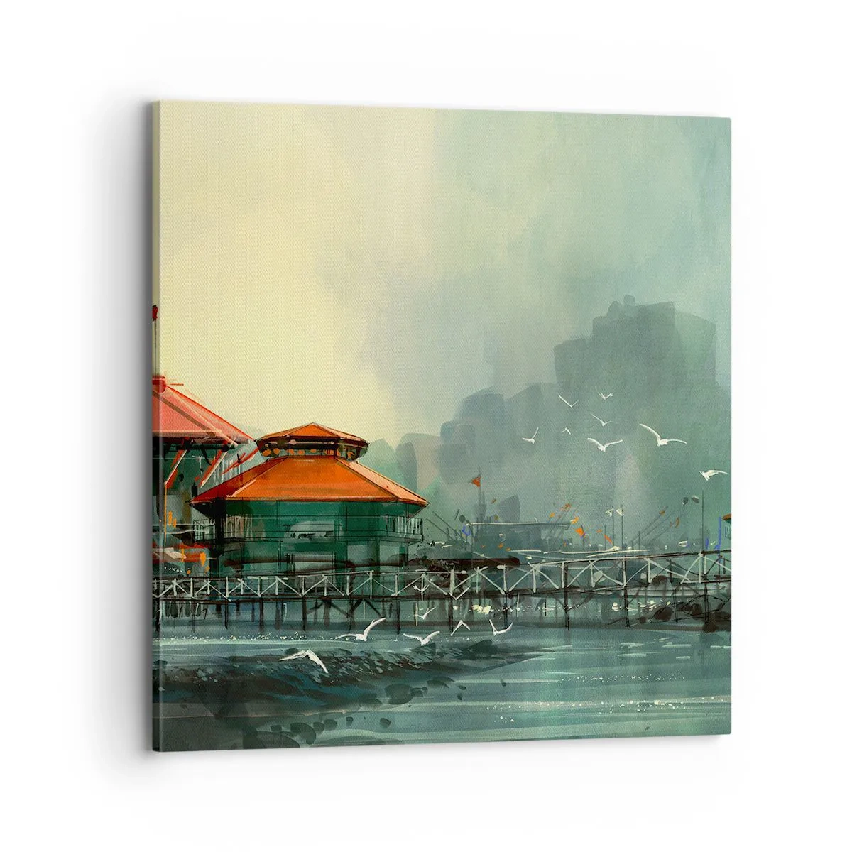 Canvas picture - Gloomy Day at the Port - 70x70 cm