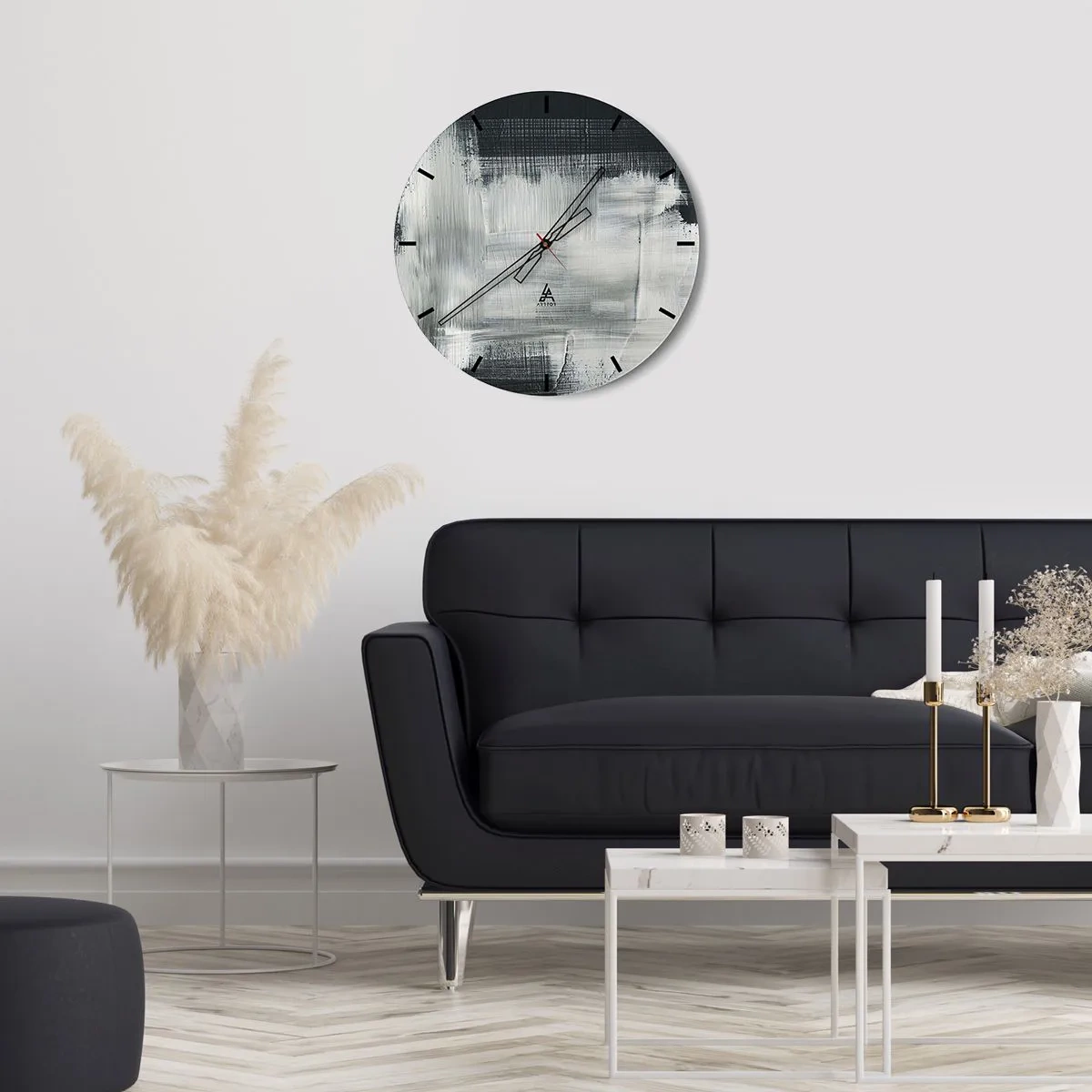 Wall clock - Clock on glass - Woven from the Vertical and the Horizontal - 30x30 cm