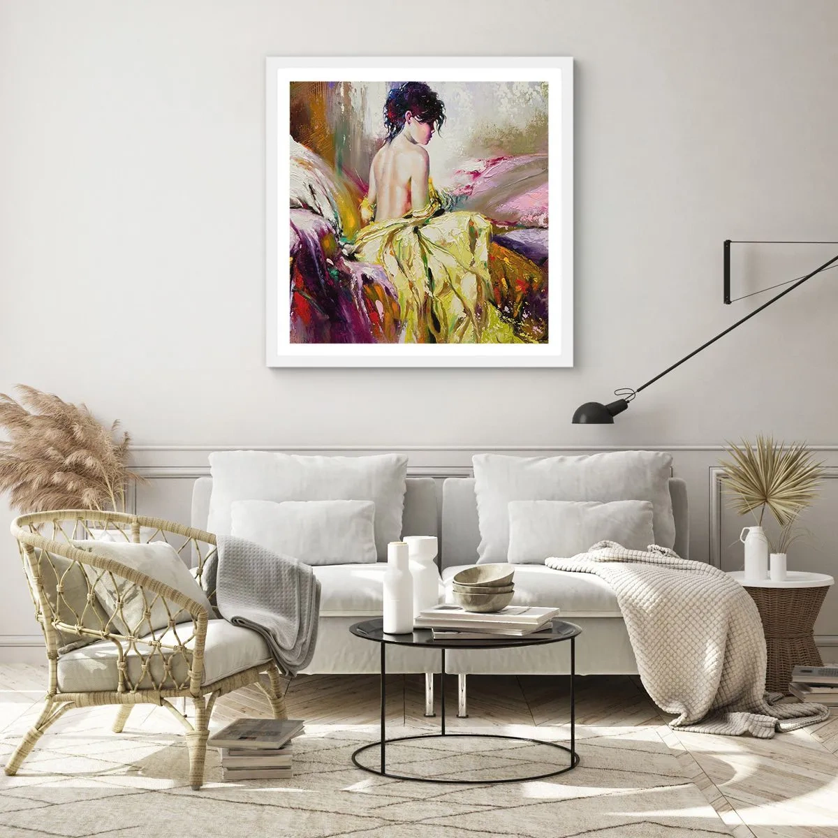 Poster in white frmae - Graceful in Yellow - 40x40 cm