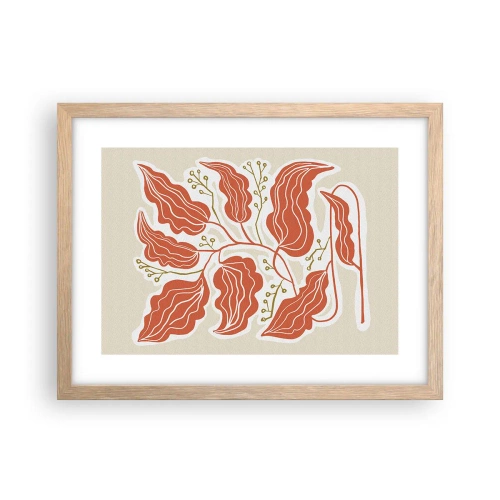 Poster in light oak frame - Folk and Coral - 40x30 cm