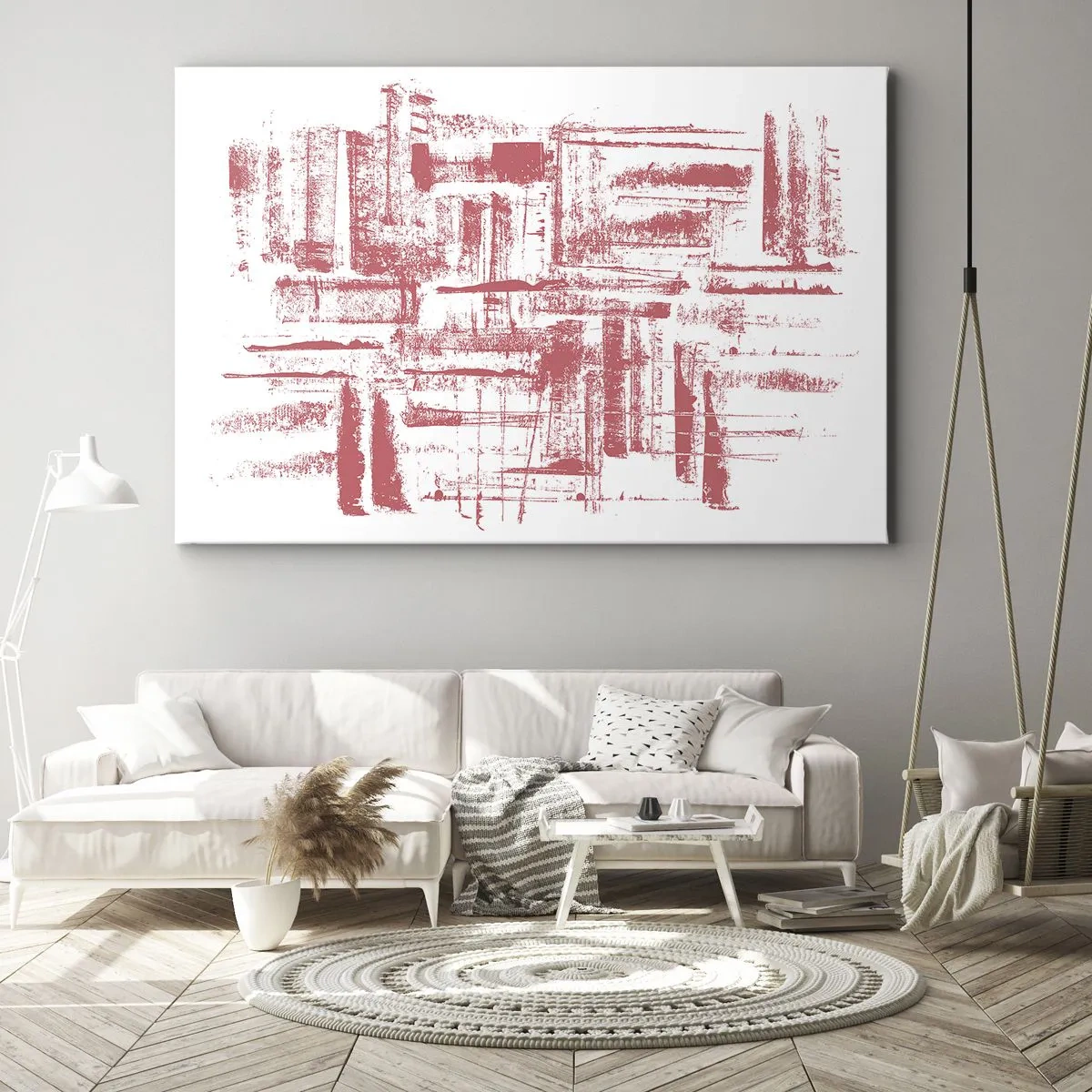 Canvas picture - Abstract pink textures on white background - 70x50cm - Red City - Modern wall decoration for the living room and bedroom ARTTOR