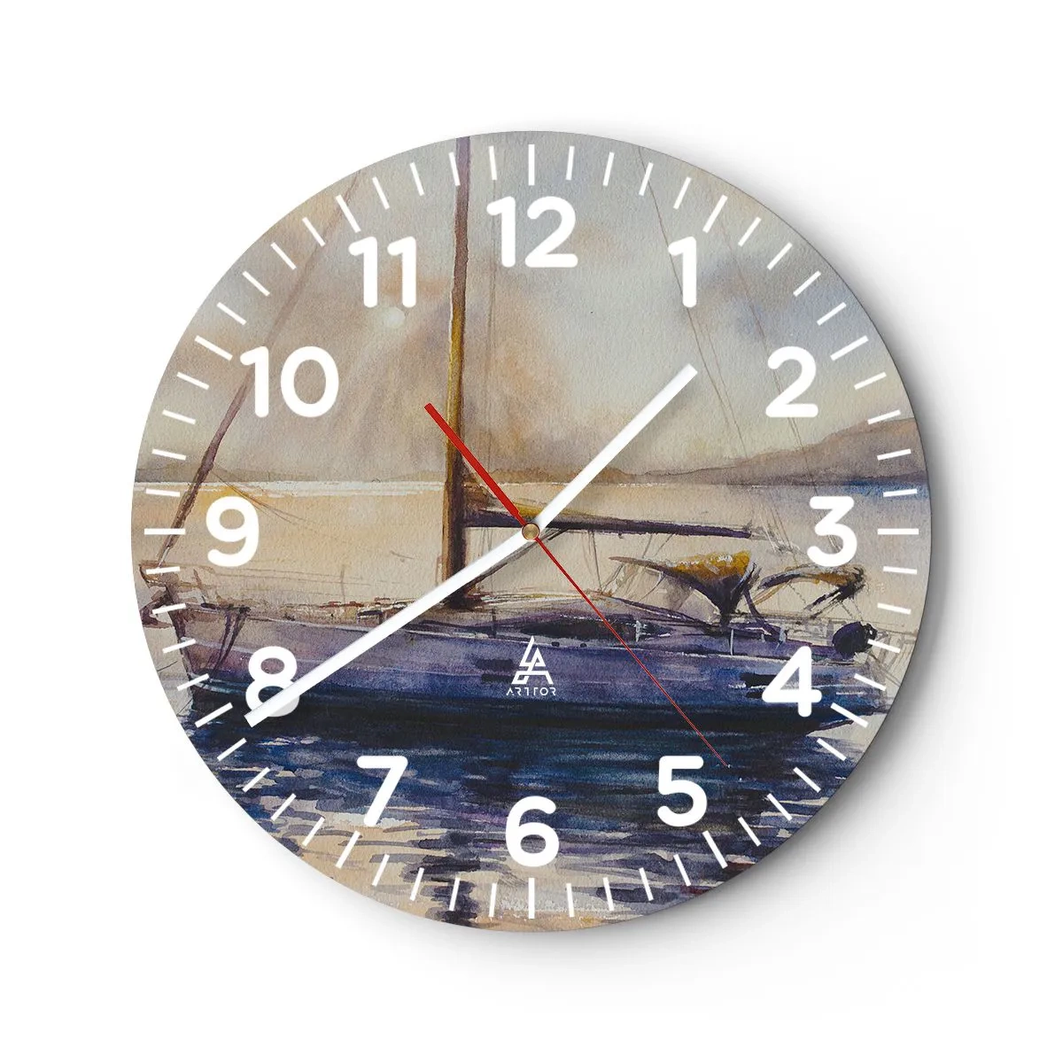 Wall clock - Clock on glass - Evening in Harbour - 30x30 cm