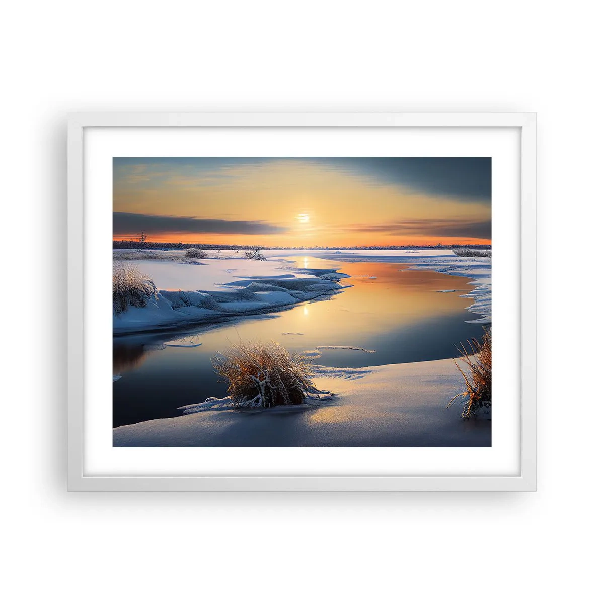 Poster in white frmae - Winter Sunset - 50x40 cm
