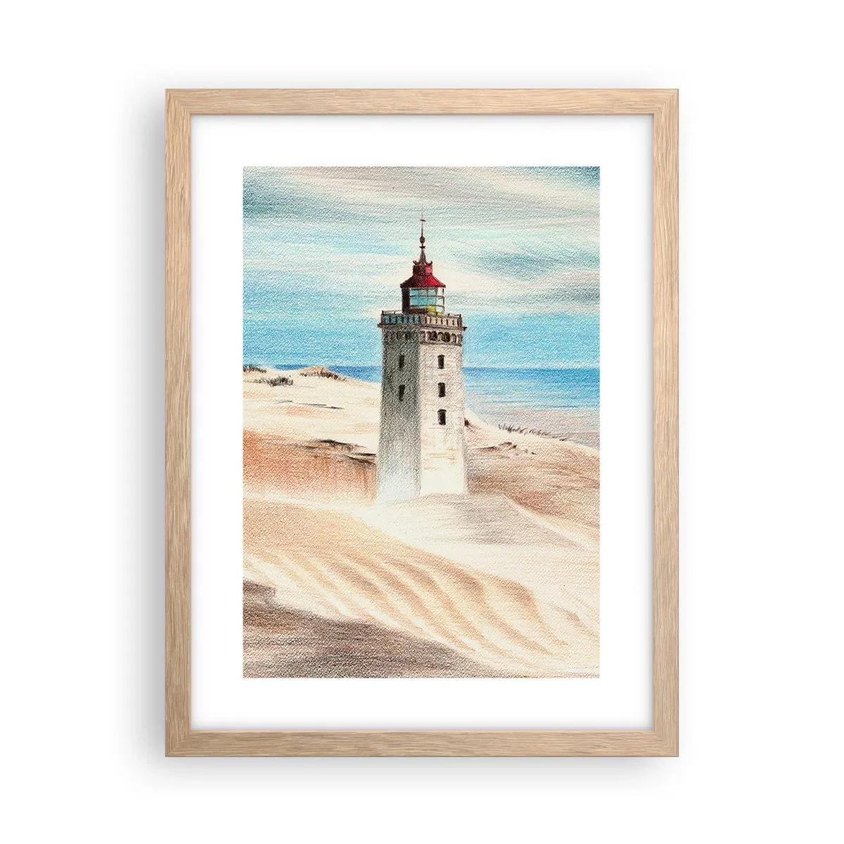 Poster in light oak frame - Always Staring at the Sea - 30x40 cm