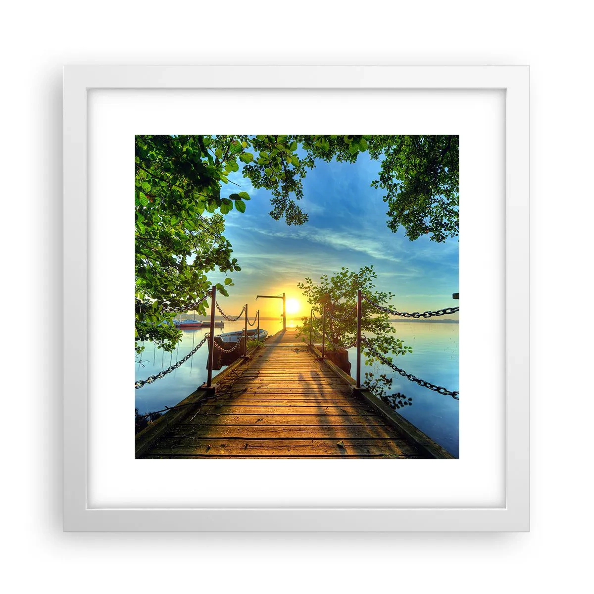 Poster in white frmae - Sunset by the Water - 30x30 cm