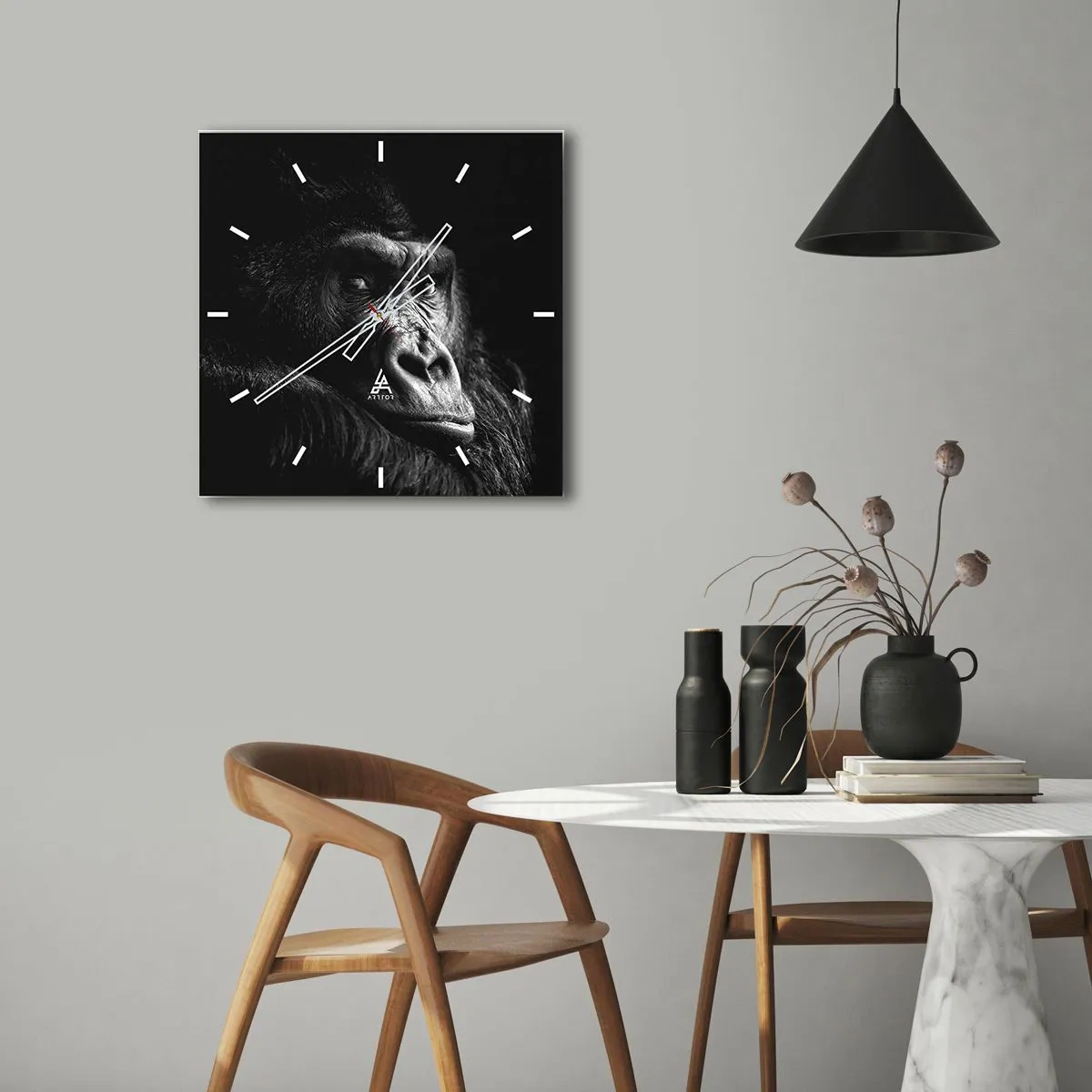 Wall clock - Clock on glass - What Are You Looking At? - 30x30 cm