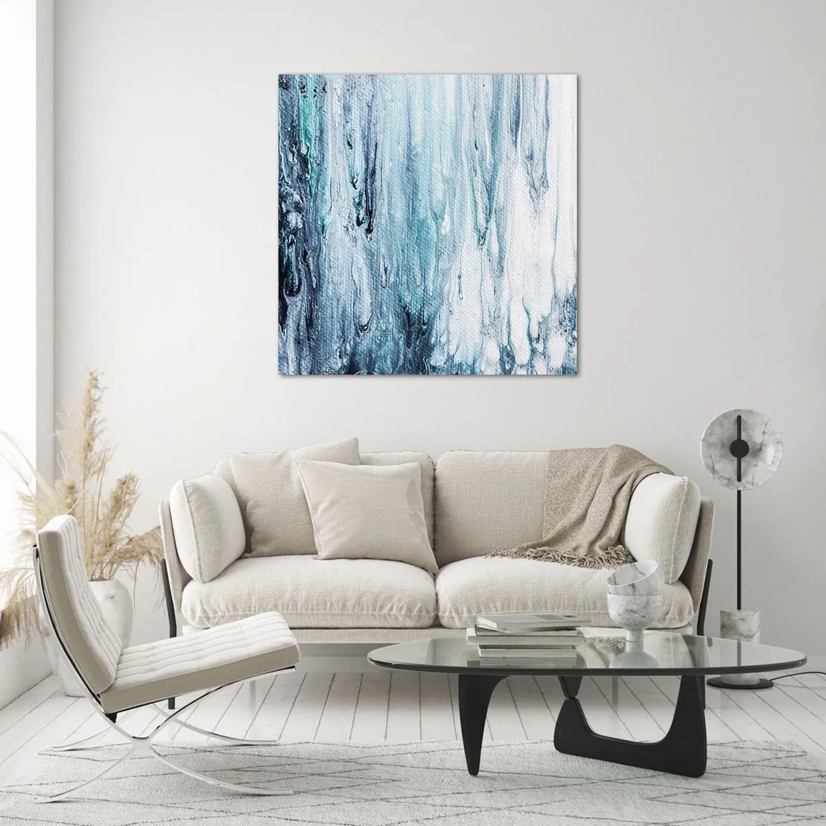 Glass picture - Blue Icicles - 70x70 cm
