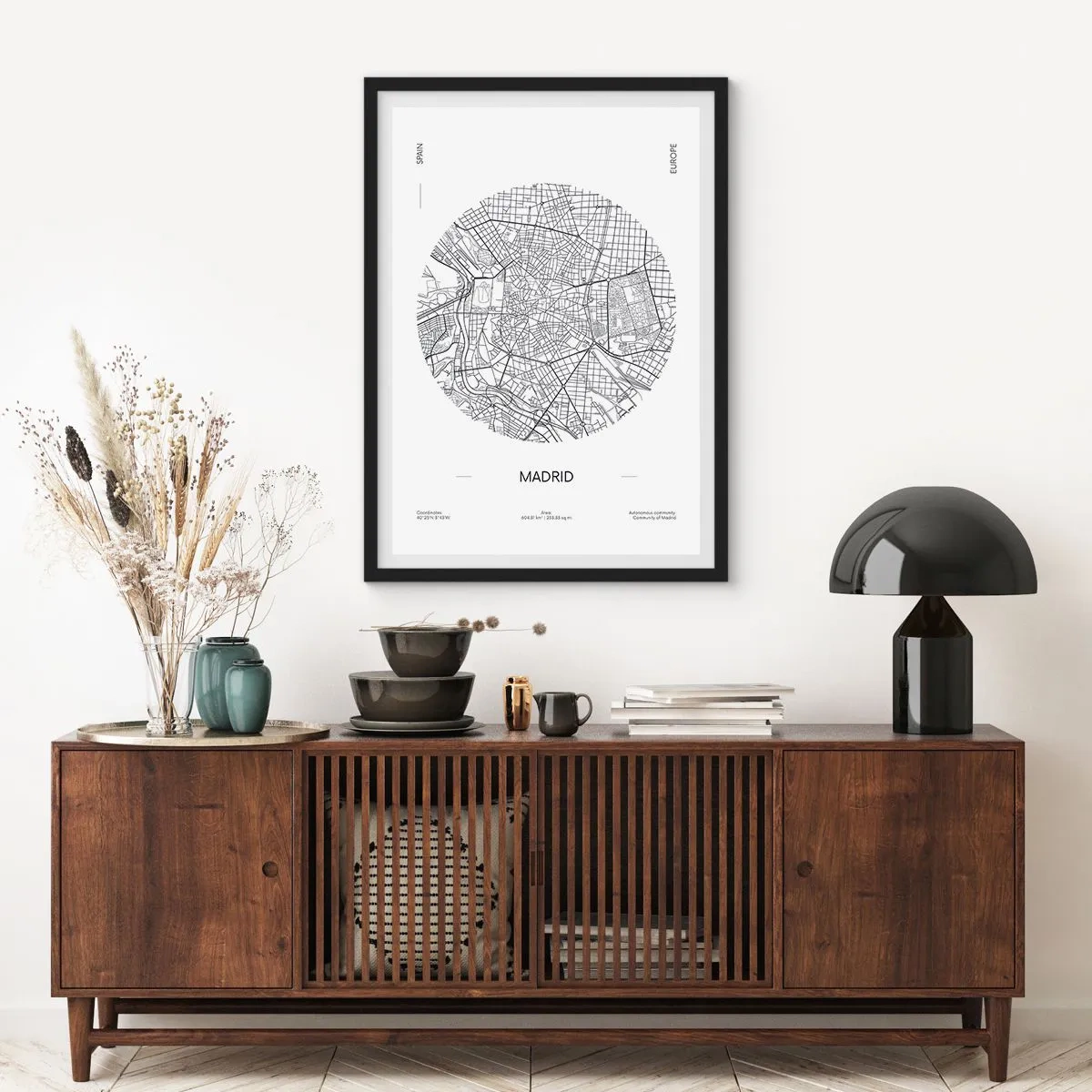 Poster in black frame - Anatomy of Madrid - 70x100 cm