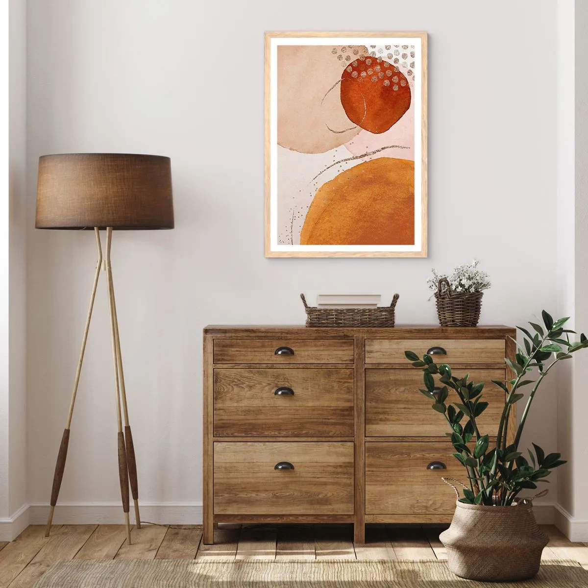 Poster in light oak frame - Roundness and Movement - 50x70 cm