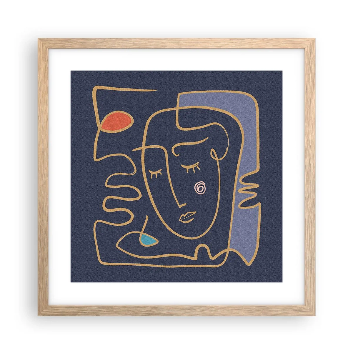Poster in light oak frame - Deeply In Thoughts - 40x40 cm