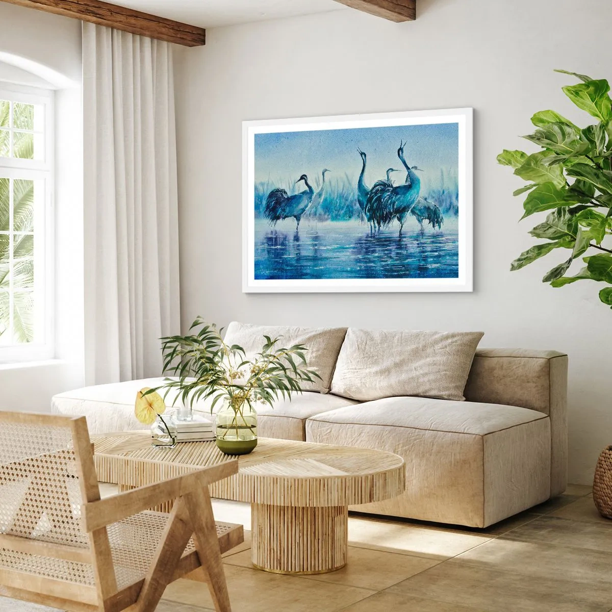 Poster in white frmae - Morning Encounter - 100x70 cm