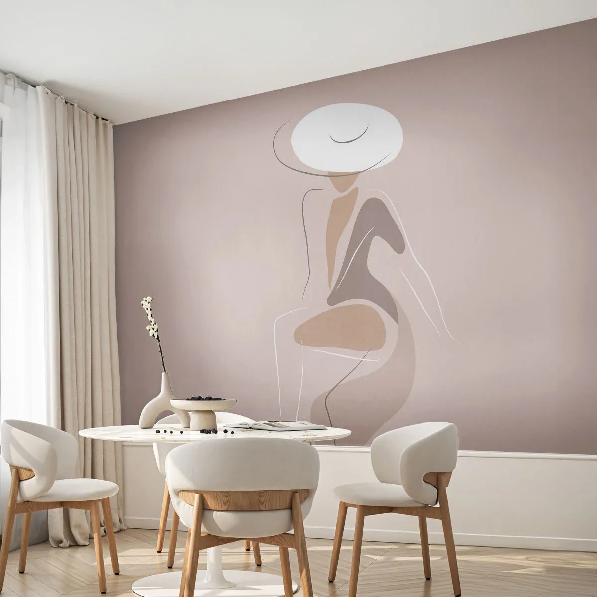 Photo Wallpaper Premium Sand - Being a Lady - Graphics, Woman, Woman In A Hat - 100x70 cm