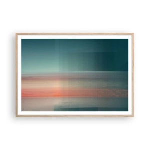 Poster in light oak frame - Abstract: Light Waves - 100x70 cm