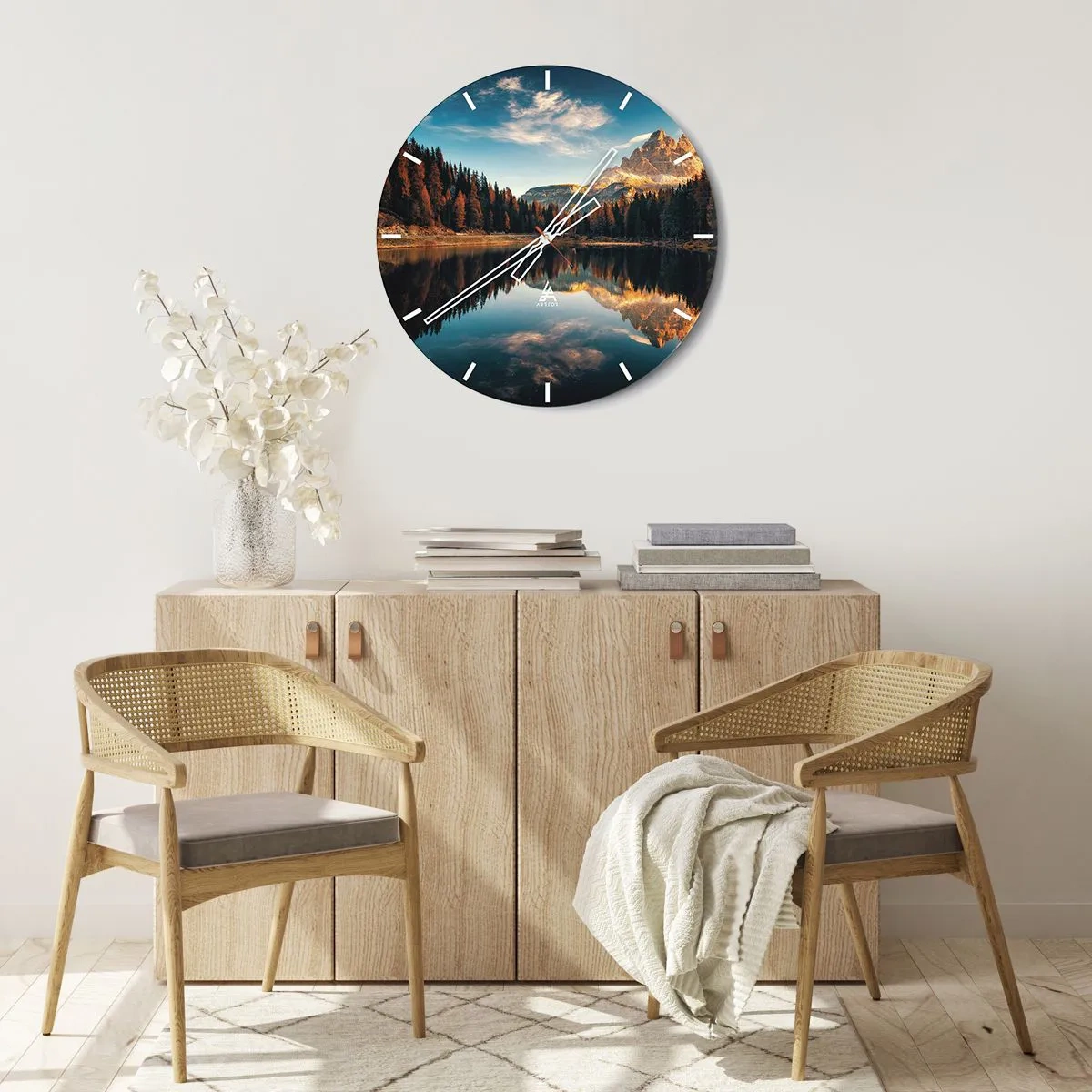 Wall clock - Clock on glass - Double Landscape - 40x40 cm