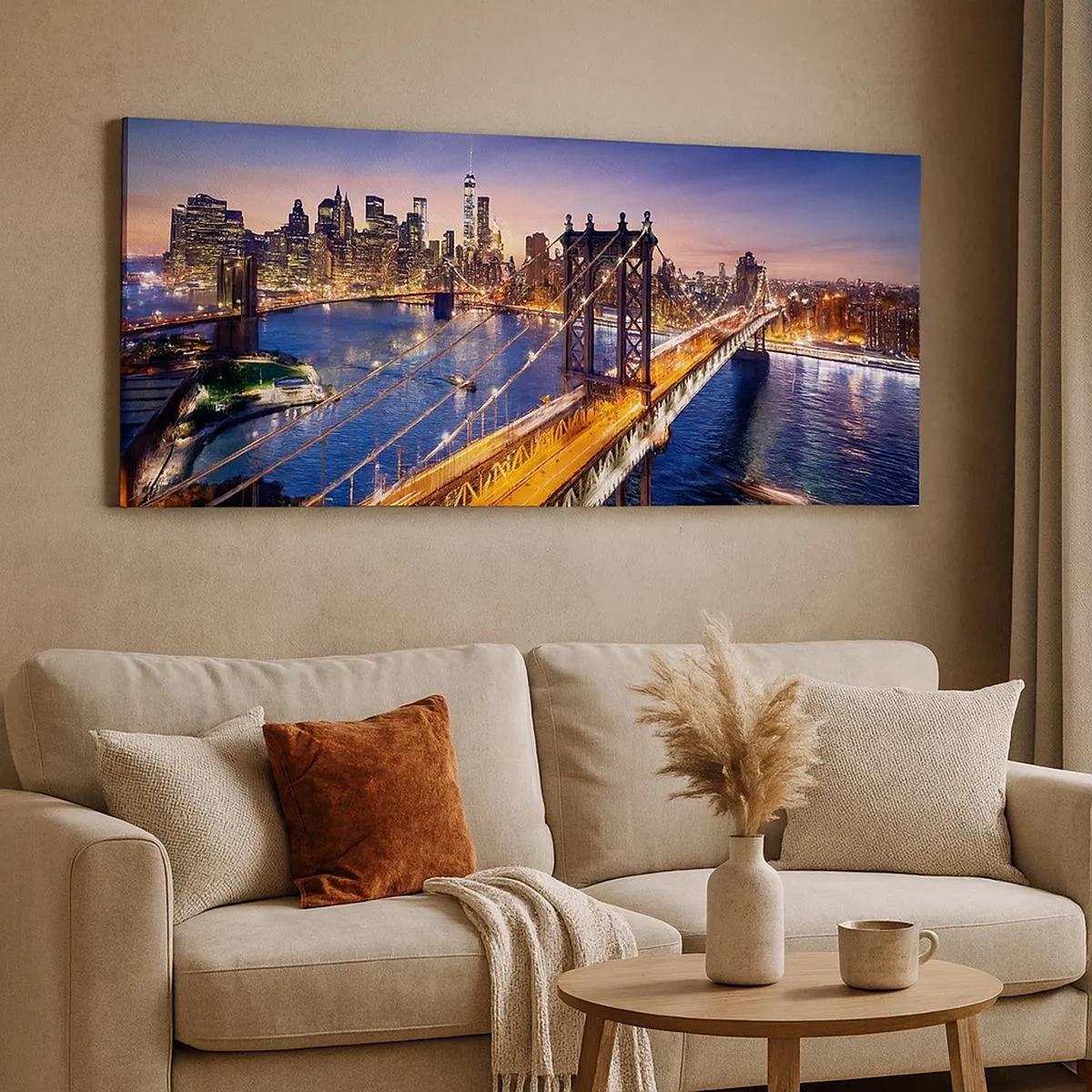 Canvas picture - Down the Illuminated Bridge - 100x40 cm