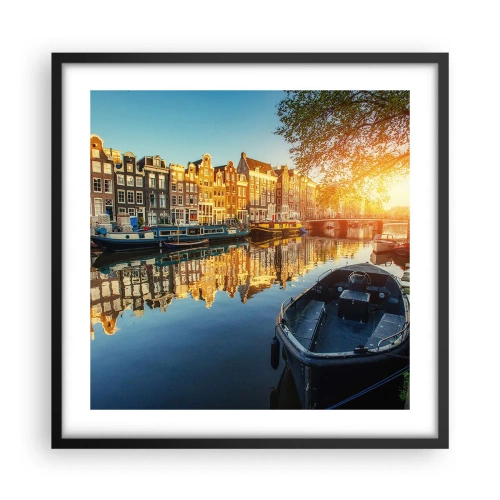 Poster in black frame - Morning in Amsterdam - 50x50 cm
