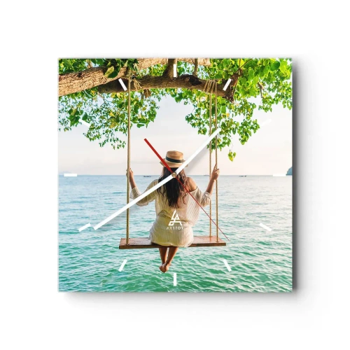 Wall clock - Clock on glass - Life Is Beautiful - 30x30 cm