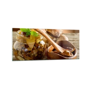 Glass picture - Boletus Fresh or Salted: Flavour of Autumn - 120x50 cm