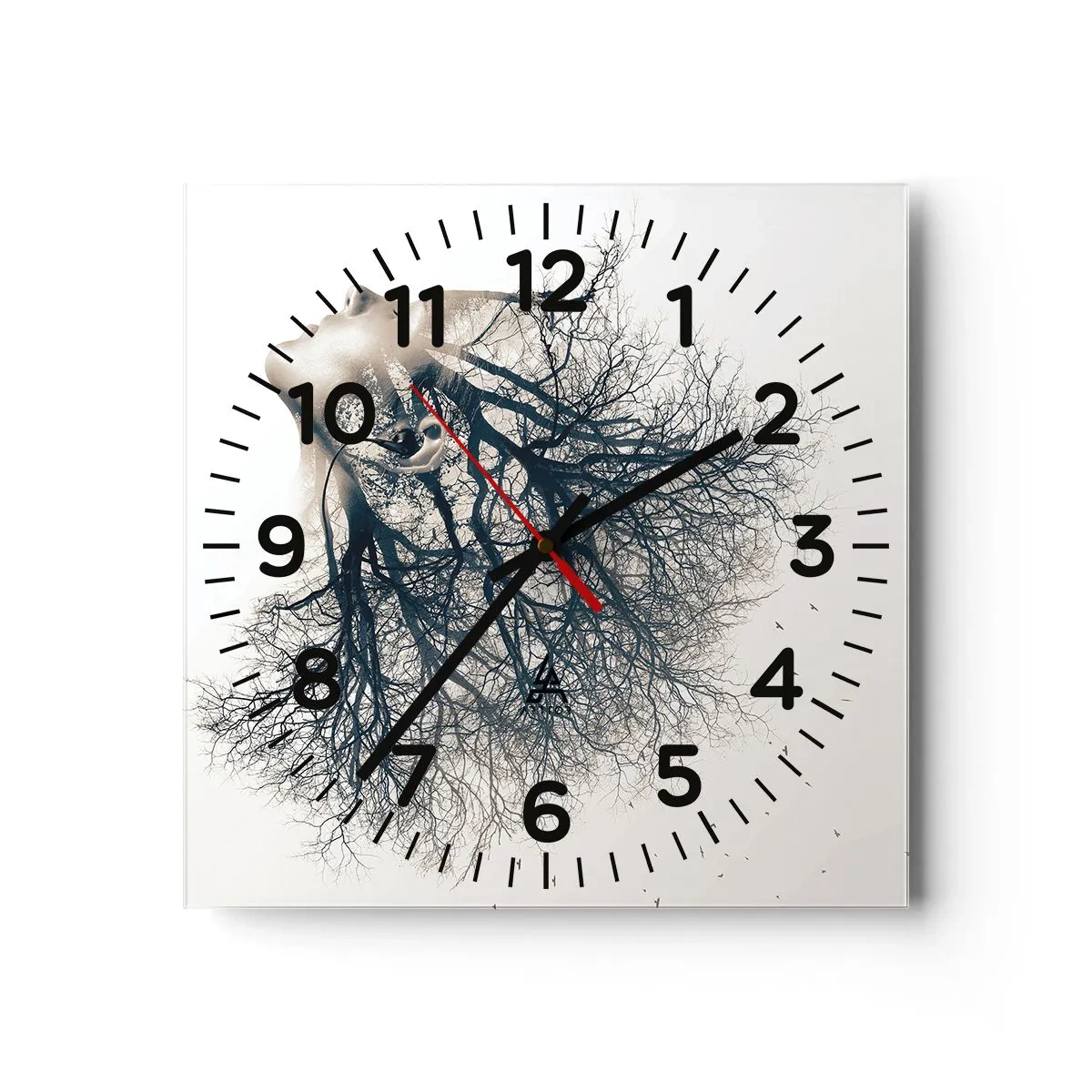 Wall clock - Clock on glass - Listening to the Whisper of the Trees - 40x40 cm