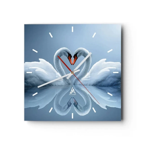 Wall clock - Clock on glass - Time for Love - 30x30 cm
