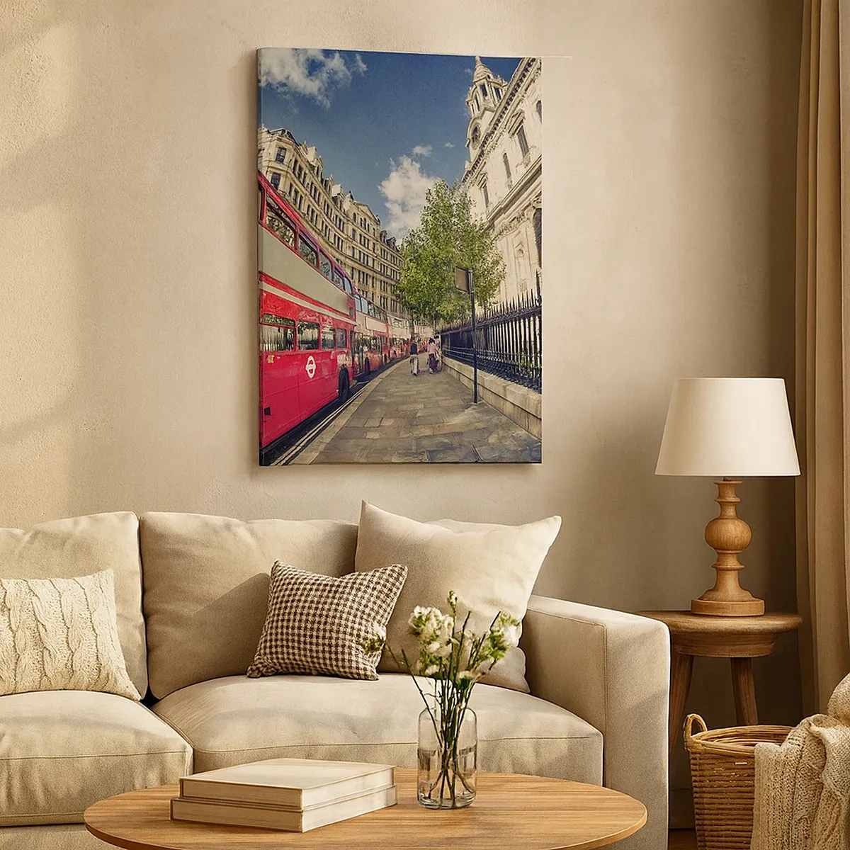 Canvas picture - London Street in Grey and Red - 50x70 cm