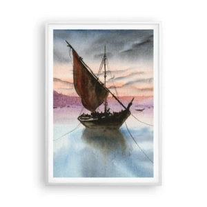 Poster in white frmae - Evening at the Port - 70x100 cm