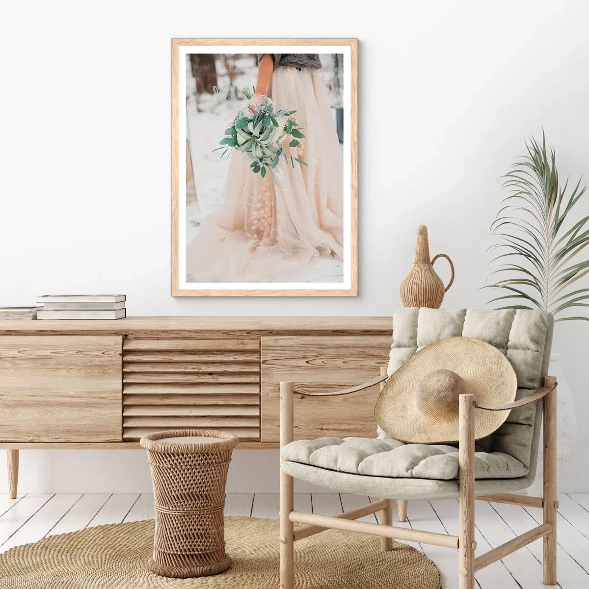 Poster in light oak frame - And They Lived Long and Happily - 61x91 cm